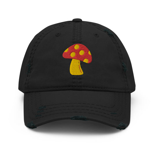 cottagecore distressed mushroom dad hat