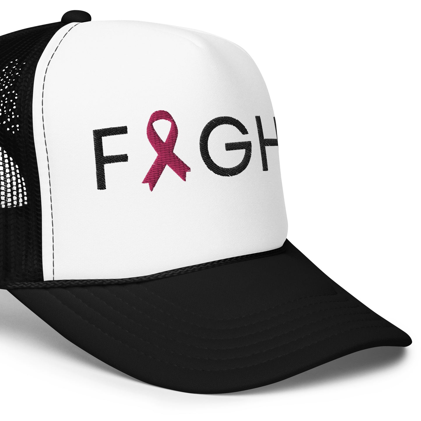 breast cancer trucker hat, fight breast cancer hat, breast cancer pink ribbon hat