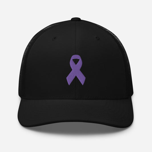 pancreatic cancer hat purple ribbon trucker hat