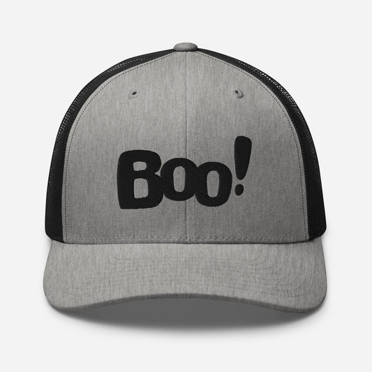 Boo Halloween hat, boo Halloween trucker hat, fun Halloween hat