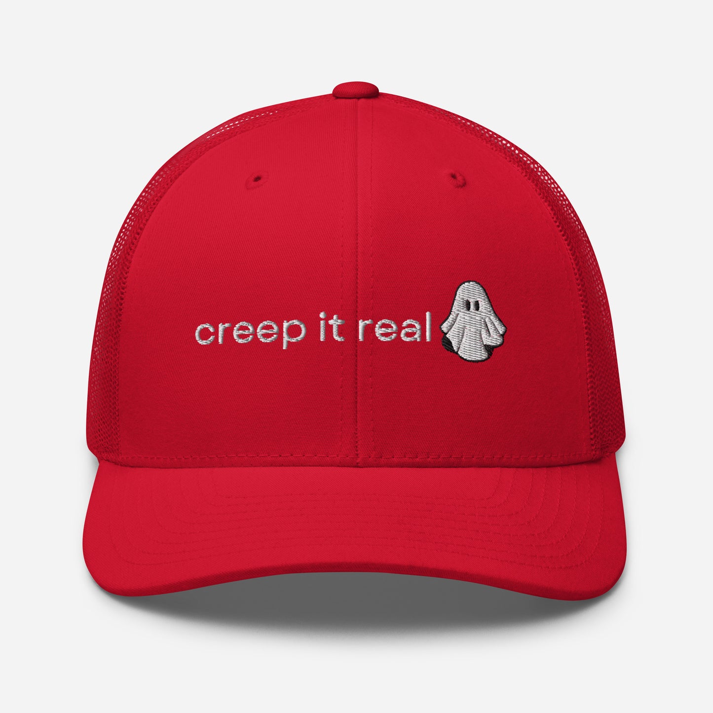 ghost hat, creep it real Halloween trucker hat