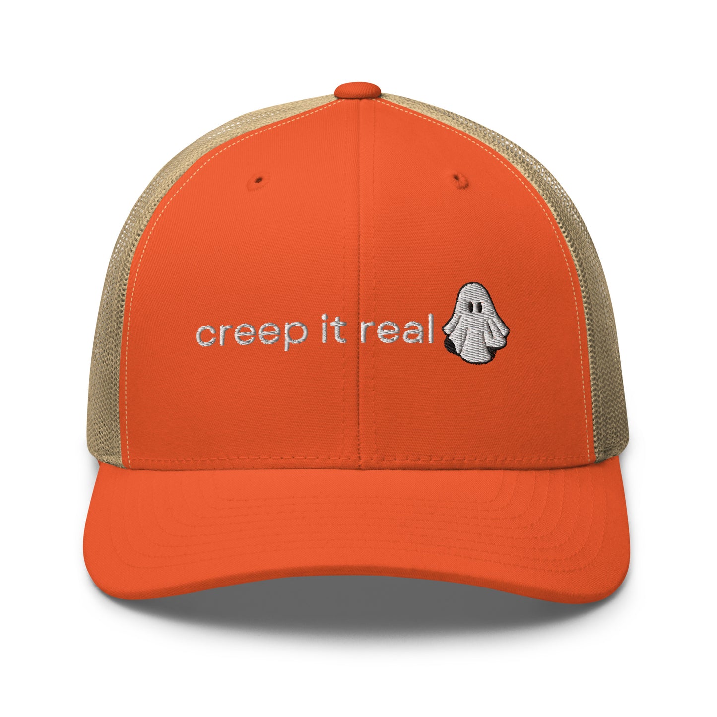 ghost hat, creep it real Halloween trucker hat